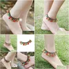 Anklets Bohemian Style Mancheng Jewelry Copper Accessories Half Water Drop Hand Woven Beach Anklet Lady Delivery Dhjkv