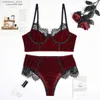 Sexy Set Ellolace Velvet Bielizna Fantasy Bielizna Kobiety bezproblemowy intymny zestaw koronkowy patchwork seksowne majtki stężenie brazylijskie strój L2447