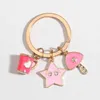 Keychains Lanyards Cute Enamel Keychain Heart Cup Star Mushroom Key Ring Crystal Chains Souvenir Gifts For Women Men DIY Handmade Jewelry Q240403