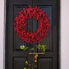 Decoratieve bloemen Kerstdeur krans 15.74in inch voorste rode bessen kransen kunstmatige takje slinger hangende kamer muur ornamenten deuren