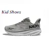 Hokah Kid One Clifton 9 Running Shoes Running Sneakers Hokahs feminino triplo Cyclamen Branco Branco Doce LilaC LilaC