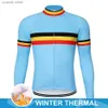 T-shirts masculin Team Cycling Jersey Long Seve Man Bicycs Thin Downhill Bicyc Vêtements d'hiver H240407