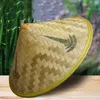 Wide Brim Hats Bucket 1 piece of Chinese vintage bamboo rattan fisherman hat handcrafted woven straw bucket tourist rain boots conical fishing sun Q240403