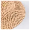 Handgemaakte dames haken natuurlijke raffia stro kumer hoed voor lente zomerstrand floppy visser caps y240320