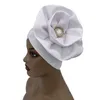 Big Flower Turban Bonnet Fashion Womens Head Wraps African Auto Gele Starties Muslim Scarfarf Caps 240403