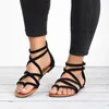 Sandals Ladies Cross Strap Flat 2024 Summer Causal Chaussures for Women Set Toe Gladiator Women's Gladiator Roman