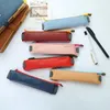 1PC PU Leather Mini Pen Bag Eco-friendly Elastic Buckle Book Pencil Case Portable Notebook Journal Pen Holder Office Stationery