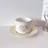 Cups Saucers kreative Retro -Stil koreanische Keramik Kaffeetasse und Untertassen Set English French Cute Nachmittag Tee Girl Herz Schönes Geschenk