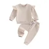 Clothing Sets Toddler Baby Girl Boy Outfits 2 Piece Sweatsuit Set Ruffle Long Sleeve Crewneck Sweatshirt And Sweatpants Solid Clothes