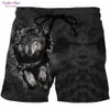 Short masculin Summer Mens Beach Shorts Sports de natation S-6xl Pantalons Wolf 3d Mentide imprimé Galaxy Surfing Shorts respirant Gym SwimsuitC240402