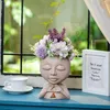 Vases Face Flower Pot Head Succulent Cute Resin Flowerpot With Drain Hole Home Decor Balcony Garden Decoration