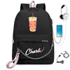 Backpack Harajuku Charli d'Amelio Sacos de estudantes USB Sacos de escola unissex Oxford Oxford Waterproof Notebook Multifunction Backpacks