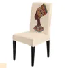 Chair Covers Ethnic African Woman Dining Cover Kitchen Stretch Spandex Seat Slipcover For Banquet Wedding Party