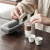 Tee -Sets Tangpin Keramik -Teekanne mit 2 Tassen Gaiwan Teetasse ein tragbares Reise -Set -Getränkeware