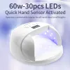 Sensorer Siminail High Power UV LED Nail Lamp 60W Nail Dryer Gel Polish For Quick Curing Hands Feet med 4 LCD Display