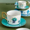 Cups Saucers Turks Blue Evil Evil Hamsa Handstijl Koffie Mok Creatieve keramische thee Melk beker Vintage middag en geschenken