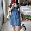 Lässige Kleider im Sommer koreanischer Denim-Gurt-Kleid Frauen loser ärmellose kurzer allgemeine Allabzugshosenträger