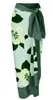 Kvinnors badkläder Green Flower Printed spetsdesign med asymmetrisk design peplum axel integrerad båge mode badkläder och täckning för kvinnor 2023 J240403
