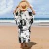 Sexy Plus Size Kaftan V-Neck Kimono For Women Swim Long Dress Printed Robe De Plage Pareos Beachwear Tunic Bikini Cover Up