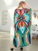 Green Beachwear Bohemian Loose Kaftan 2024 Été Femmes de bain Contrôle de la robe de robe décontractée de vacances Q1638