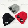 CP Duas lentes óculos CP Compagny Goggles Beanies Homens de chapéus de malha Caps Caps de caveira ao ar livre Stone Winter Feanie preto Bonnet Gorros Gorros Grapestone 128