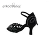 Dance Shoes 2024 Black Color Crystal Evkoodance Satin Latin 7cm Style Professional Ballroom