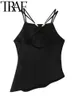 Traf Gal Summer Mujer Sexy Black Asymétrique Back Cross Strap Camis Tanks Sans manches Backless Slim Femelle mince Crop Top Y2K 240407