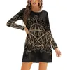 Casual Dresses Triple Moon-Triple Pentagram Ornament Square Neck Dress Sweet Summer Women Elegant Halter Print