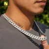 Iced Out Hip Hop Miami Cuban Link Chains Men 12mm Round Shape Moissanite Cuban Halsband och armband 925 Silver