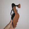 атласные тапочки с заостренными тапочками носки насосы стотки женщины элегантные высокие каблуки Lady Mules Sildes Summer Fashion Part Prom Shoes 240322 666