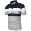 Men's Polos Short Sleeved Chest With Three Striped Color Blocking Trend Fashionable And Slim Fitting Versatile