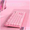 Keyboards Backlit Gaming Mechanical Feel Keyboard And Mouse Set Pink Chocolate Keycaps Suitable For Pc Notebooks Not Drop Delivery Com Otsyk