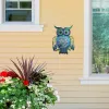 Sculptures Blue Owl Metal Wall Art, Hanging Animal Sculpture, Statue of Garden, Living Room, Gift