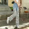 Design Sensitive Lace Patchwork Niche Jeans for Womens 2024 Summer New Straight Leg Slimming Style Casual Pants