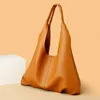 Shoulder Bags 2024 Simple Design Solid Color Women's Casual Tote Bag Elegant Vintage Handbag Soft PU Leather Large Capacity