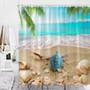 Douchegordijnen zomer oceaan landschap gordijn strand surfplank palmboom zeegehanen landschappen polyester stof decor badkamer haken