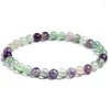 Charm Bracelets 6Mm 8Mm 10Mm Natural Stone Rainbow Fluorite Beads Bracelet Girls Jewelry Healing Energy Buddha Drop Delivery Dhn0G