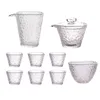 Teaware Sets Ice Dew Glass Tea Set Household Heat Resistant Transparent Lid Bowl High-end Pot Cup Wholesale