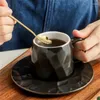 Xícaras pires de caneca de café cerâmica europeia porcelana simples xícara de chá da tarde com pires e colher conjunto de leite suco de leite drinkware 175ml