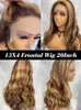 Highlight Human Hair Body Wave Lace Frontal Colored 13x4 P427 Ombre Honey Blond Front 240401