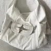 Xiuya Y2k Large Capacity Shoulder Bag White Pu Leather Cross Handbag American Style Punk Goth Fashion Simple Designer Handbag 240401