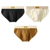 Underpants 3-piece Set Of Men's High Fork Underwear Simple And Trendy Cotton Triangle Pants Solid Color