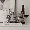 Arts et artisanat créatif lapin de lapin de vin simulation argenté animal storae sculpture animale vins storae rack moderne home décoration accessoriesl2447