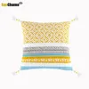 Pillow Pink Yellow Navy Handmade Geometric Embroidery Cover Tassels Home Decor Sofa PillowCase Sham 45x45cm