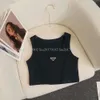 Vrouwen tops T -stukken beige gewas borduurwerk sexy van schouder zwarte tanktop casual mouwloze backless shirts ontwerper stevige kleur dame vest