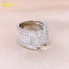 Wholesale Price Top Quality Silver Iced Out VVS Diamond Hip Hop Moissanite Rings For Men