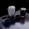 Juegos de té de té de cerámica blanca tetera hervidor de té Gaiwán Copa de té de viaje portátil chino con bolsa