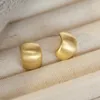 Stud Earrings Luxury Gold Color Brass Brushed Frosted Vintage For Women Jewelry Girls Gift