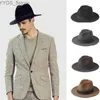 Wide Brim Hats Bucket 2 large sizes 56-58.59-61CM wool mens felt Trilby Fedora hat suitable for gentlemen wide top Cloche yq240407