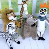 Films TV Toy en peluche 6 PCS / Set Animation Film Madagascar Toys Toys Cartoon Lion Giraffe Penguin Zebra Hippo Lémur Dolls Kids Baby Birthday Gifts 240407